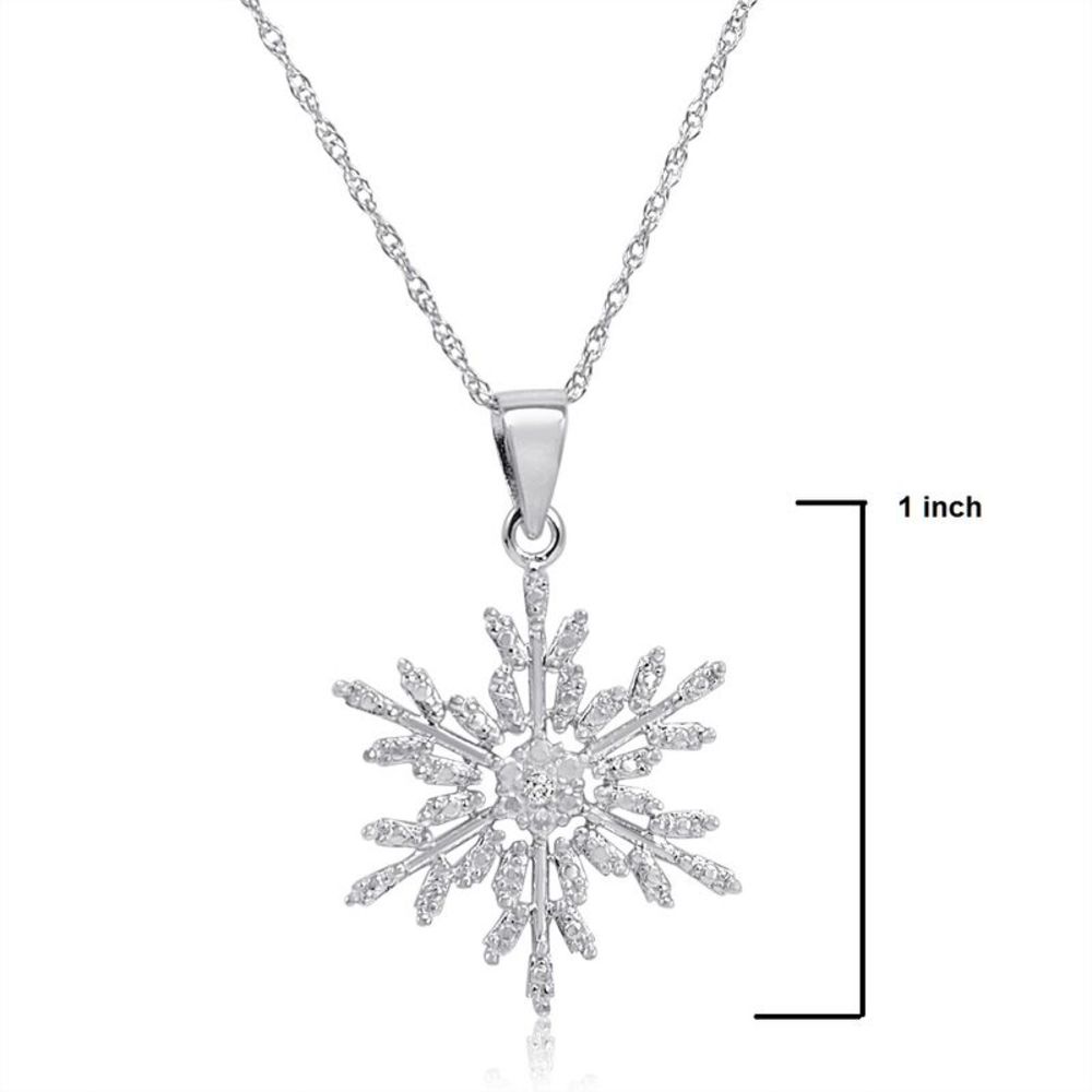 Diamond Accent Snowflake Pendant-Necklace in Sterling Silver - Picture 3 of 4